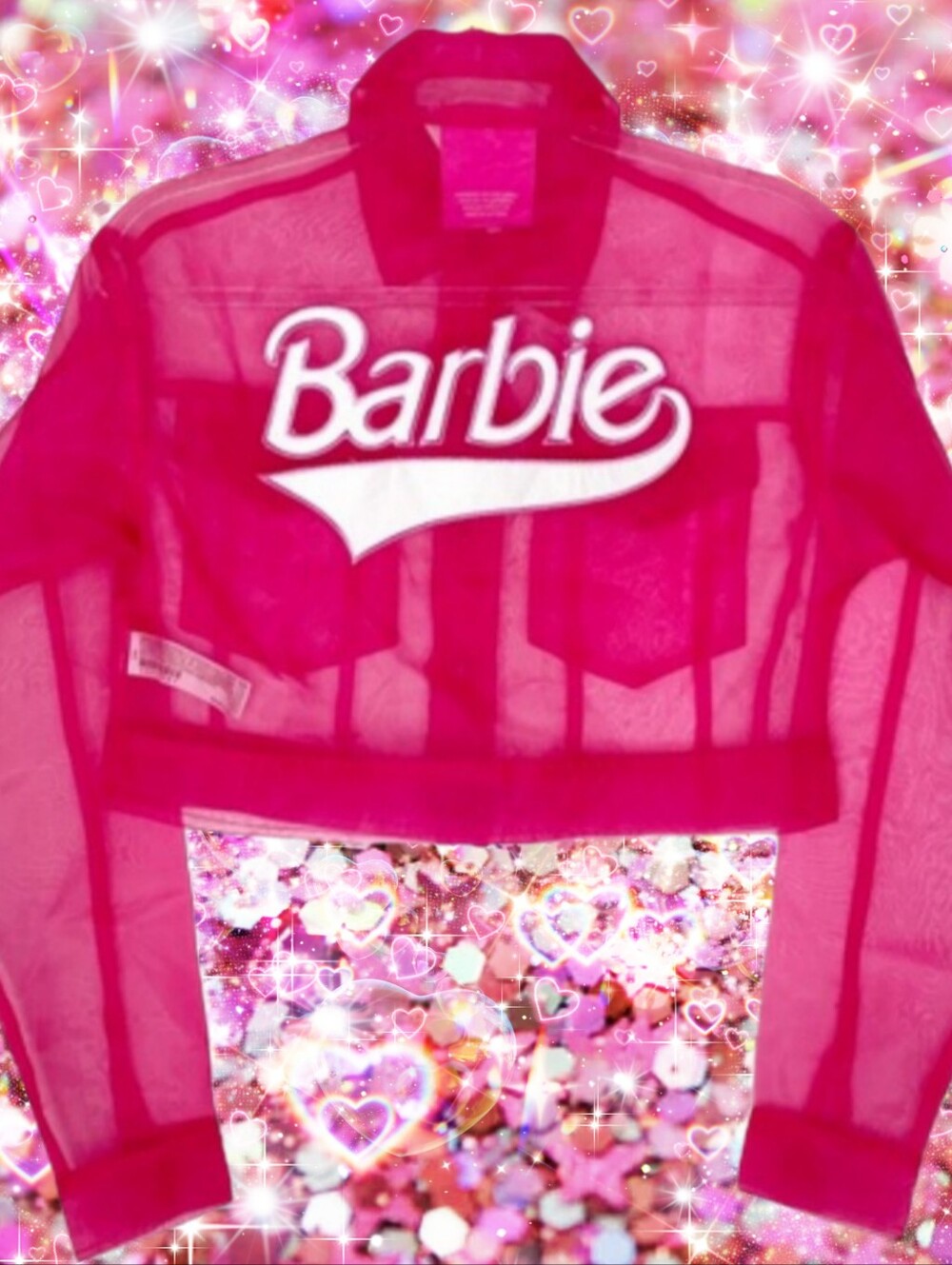 ๐โจ๏ธ Barbie ร Forever 21 Sheer Organza Bomber Jacket, Size M - Picture 3 of 11
